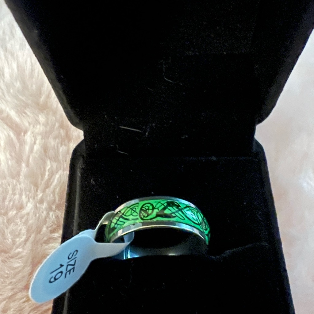 Mens Stainless Steel Silver Luminous Ring Size 1995 Us
